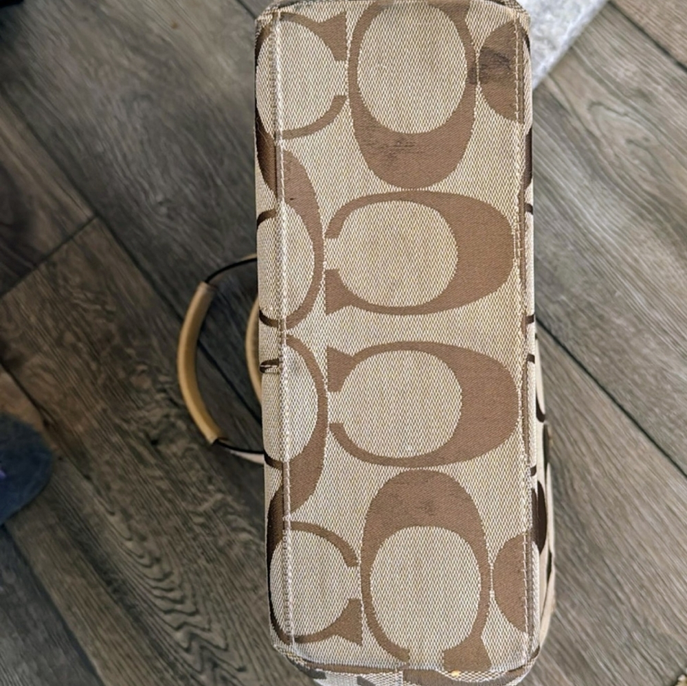 Coach Beige and Brown Signature Tote - Picture 5 of 13